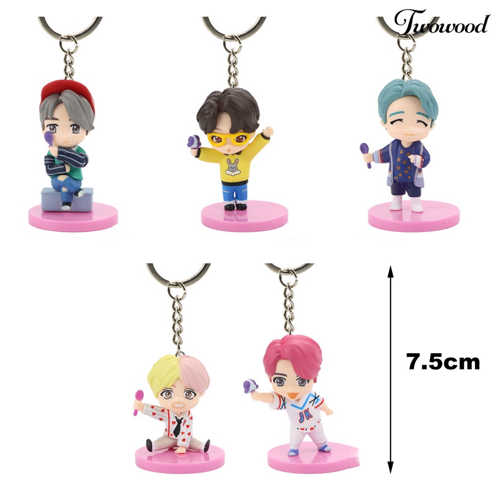 Twowood 7Pcs Gantungan Kunci Desain Anggota BTS Untuk Aksesoris Tas Handbag