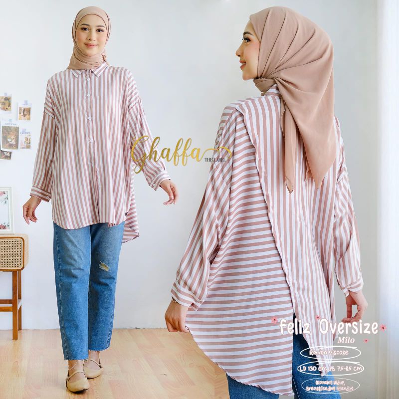 FELIZ OVERSIZE BY GHAFFA THE LABEL (BLOUSE MOTIF SALUR) Oversize salur rekomended