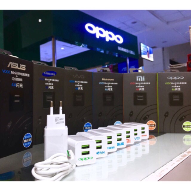 Charger VOOC 4A 2output for oppo , xiaomi , vivo , samsvng