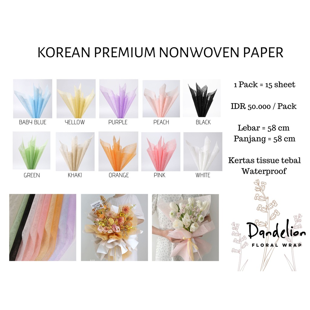 

FLOWER WRAPPING PREMIUM TISSUE NONWOVEN NON WOVEN PAPER KERTAS BUKET TEBAL PEMBUNGKUS BUNGA