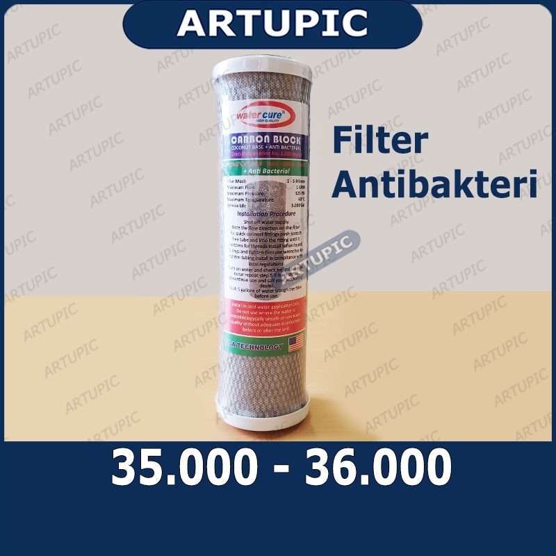 Filter Cartridge Carbon Block WITH ANTIBAKTERI ANTI BACTERIAL CTO Water Cure 10 inch Water Wizard