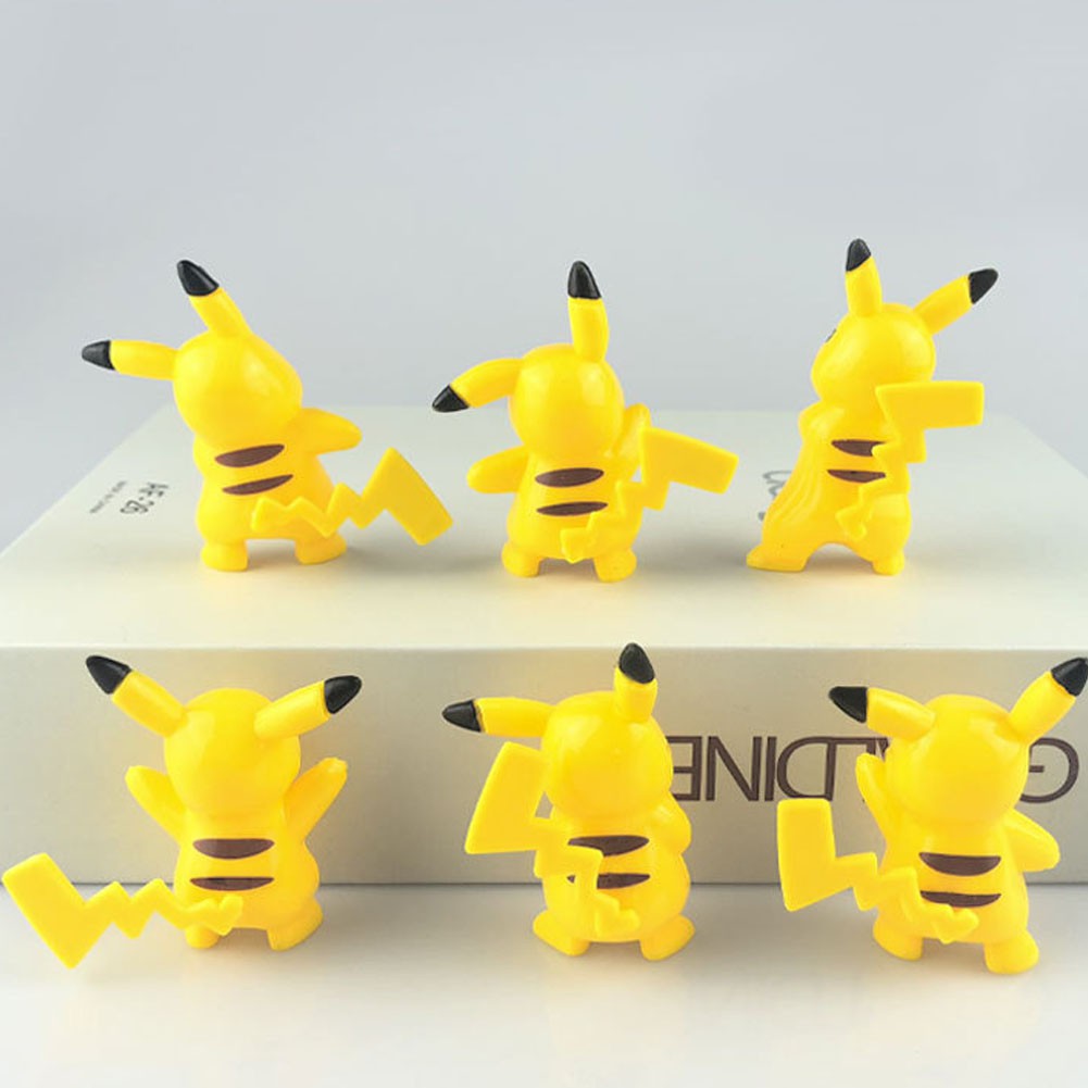 6 Pcs/Set Mainan Boneka Figur Pokemon/Pikachu 4.5cm untuk Topper Kue/Anak/Hadiah