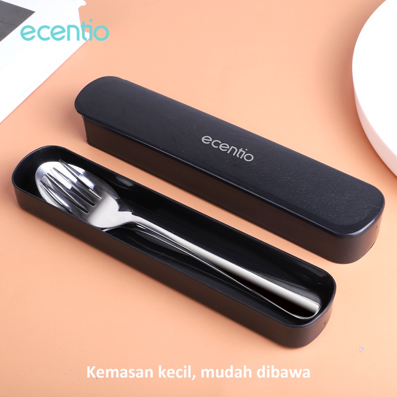 ecentio &amp; FOODI 2/3/4 pcs Sendok Makan / Stainless Steel/Dengan Kotak Berbahan Stainless Steel Sumpit Sendok Set