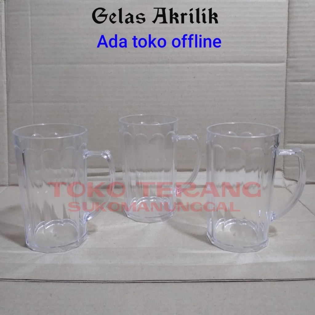 Jual Gelas Akrilik Acrylic Bening Mika Cangkir Gagang Bir Beer Smj Shopee Indonesia 1640