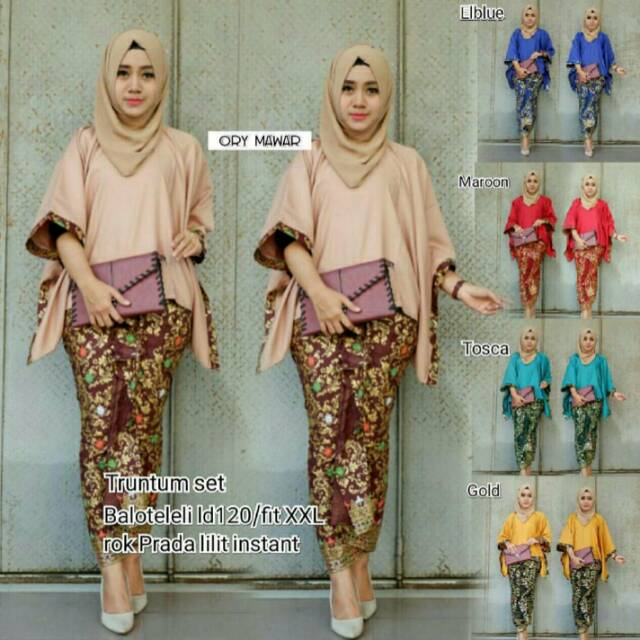 Truntum set Pakaian Muslim Setelan Muslim setelan Kebaya modern, Terusan muslim murah ,