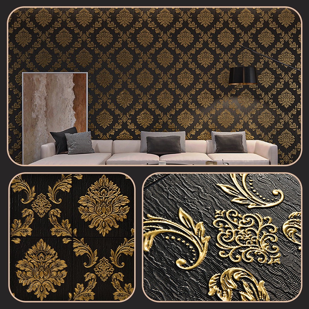 WALLPAPER MOTIF UKIRAN HIGH QUALITY | XPE FOAM WALLPAPER DENGAN LAPISAN FOIL | WALLPAPER STICKER TEMPEL