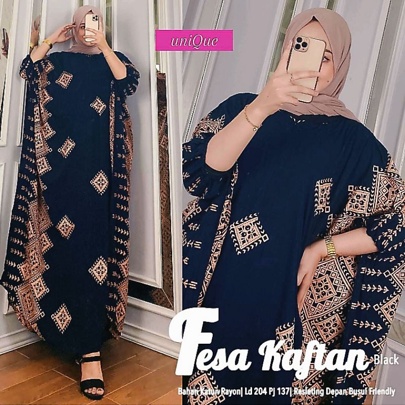 KAFTAN RIYANA JUMBO RESLETING DEPAN GAMIS RAYON PREMIUM LONGDRESS BATIK DAILY TERMURAH