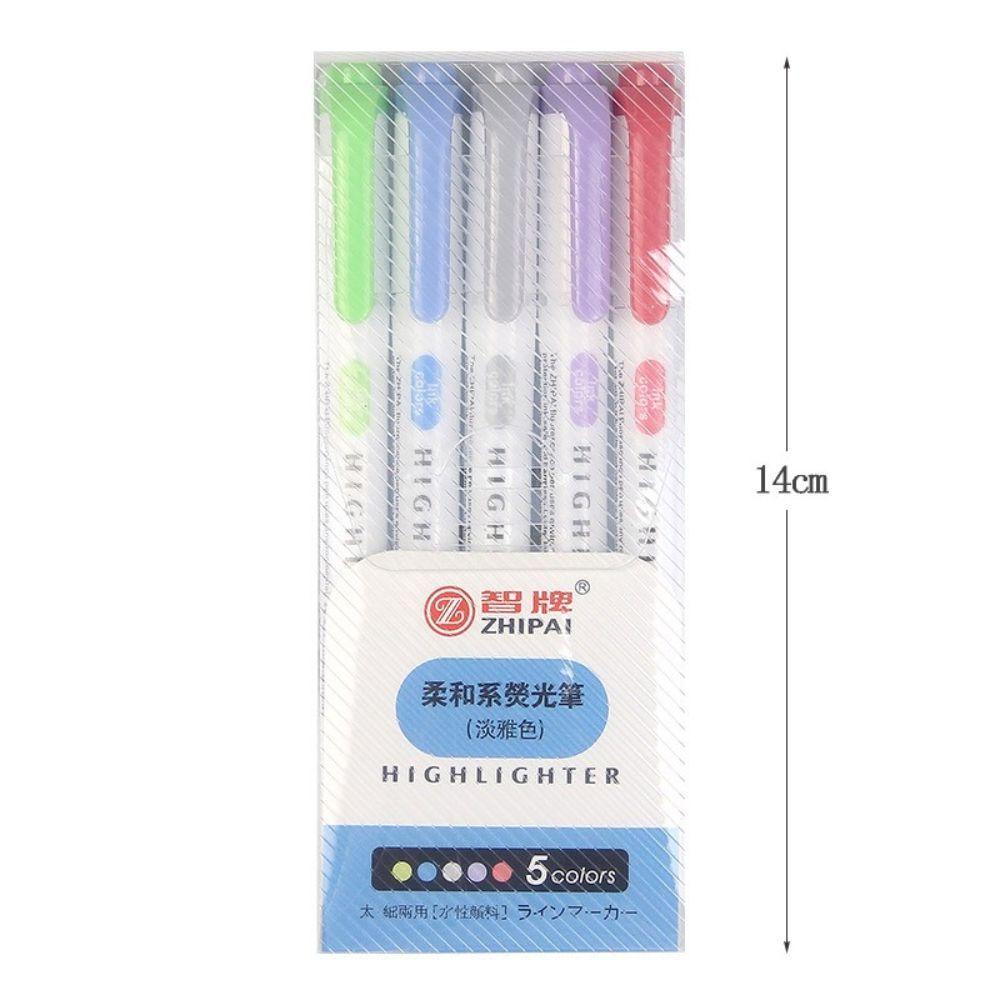 Mxbeauty Pen Neon 5warna/kotak Vintage Penanda Titik Stationary Mahasiswa Pasokan Seni Kepala Ganda Pena Grafiti