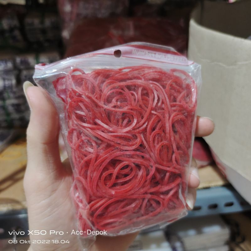 KARET GELANG / KARET SAYUR WARNA HIJAU MERAH KUNING ISI -/+ 100 GRAMM