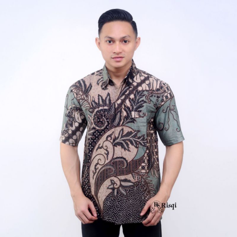 Kemeja Batik Pria Moderen Lengan Pendek Kratonan Regular- Baju Batik Pria Murah Regular M L XL XXL