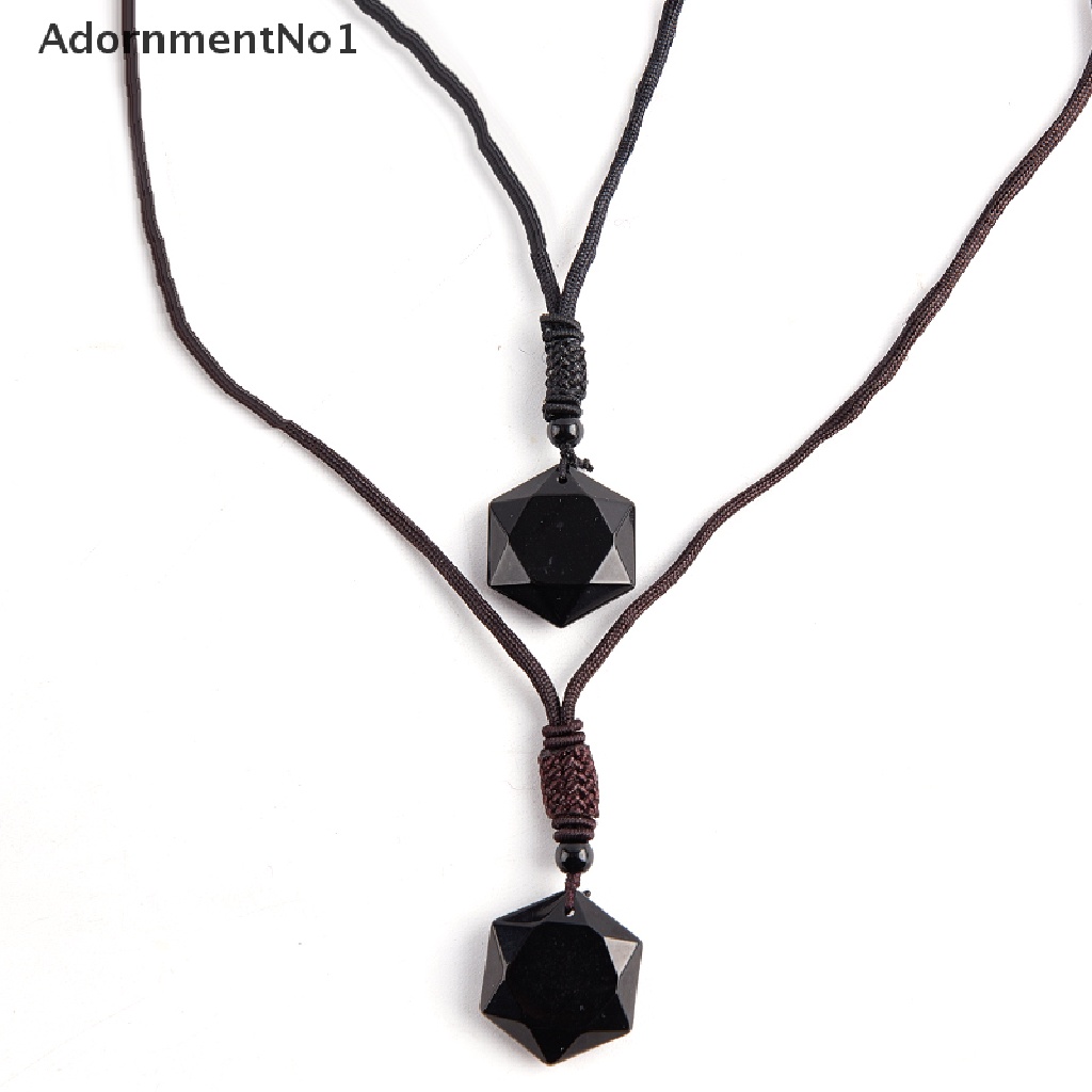 (AdornmentNo1) Kalung Jimat Keberuntungan Bahan Batu Obsidian + Kristal Untuk Wanita