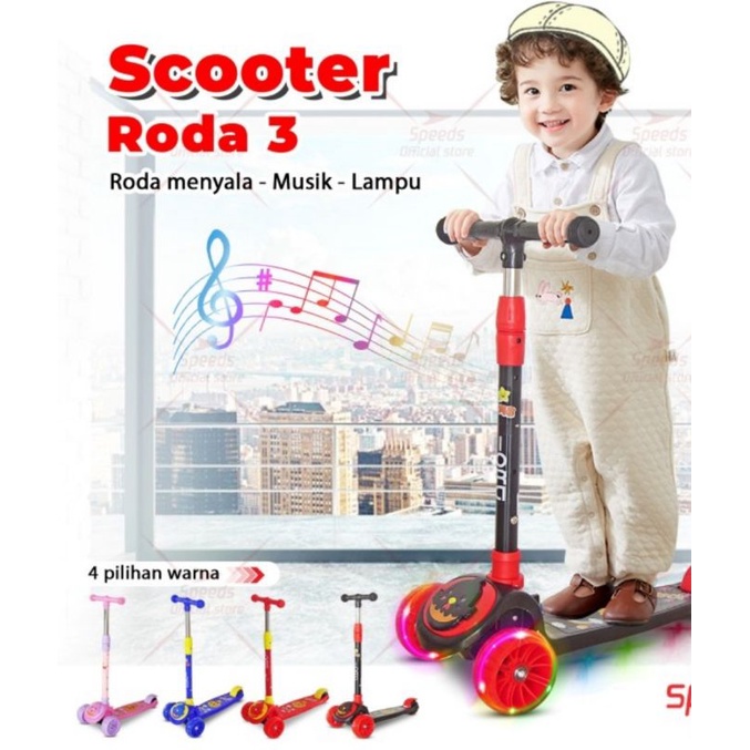 Scooter Anak roda 3 Otoped Lampu Scooter Anak Skuter Roda 3 kado anak