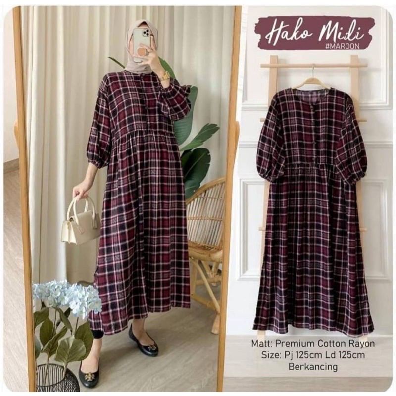 L A R TUNIK MIDI HAKO RAYON - TUNIK KOTAK WANITA