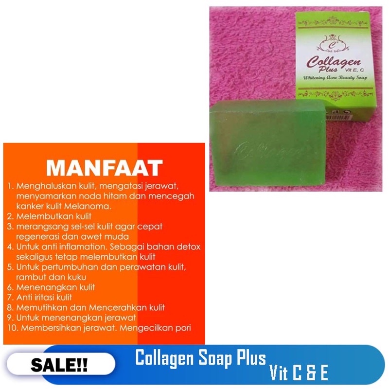 BEAUTY JAYA - PROMO MURAH!! BISA COD - SABUN COLLAGEN PLUS VIT E Brightening Acne Soap - Warna Hijau Colalgen 701 Facial Soap