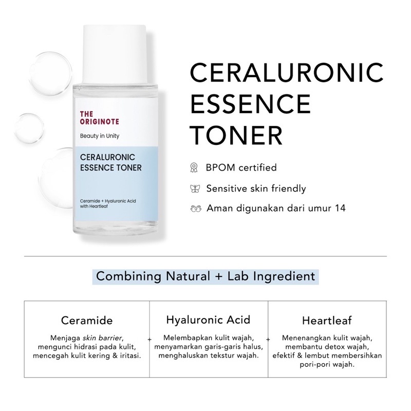 THE ORIGINOTE Hyalucera Moisturizer 50 Gr &amp; Cicamade Facial Cleanser&amp;Bright B3 Serum &amp; B3 Gentle Acne Serum &amp; Ceraluronic Essence Toner &amp; Exfoliating Toner