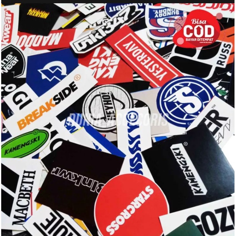 

stiker waterproof anti air 20pcs random(tempelan stiker brand clothing distro indonesia