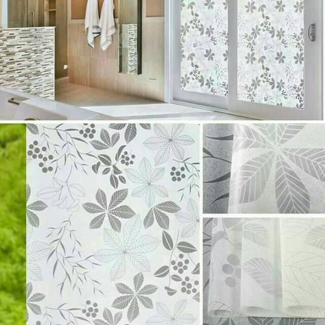Sticker kaca sunblast motif siluet daun