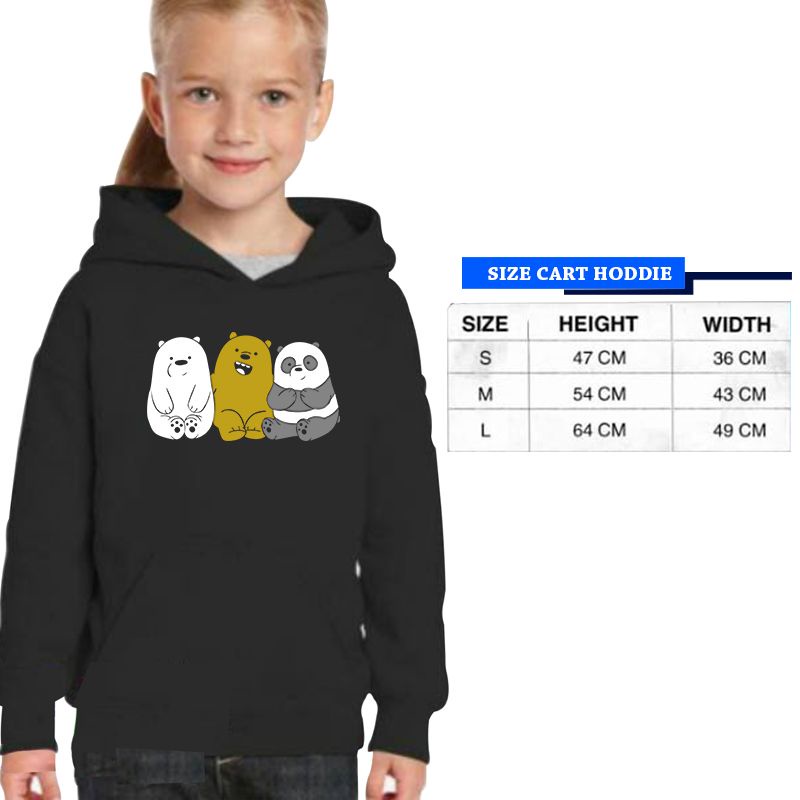 Jaket Hoodie Anak We Bare Bear Three Bears cotton Fleece