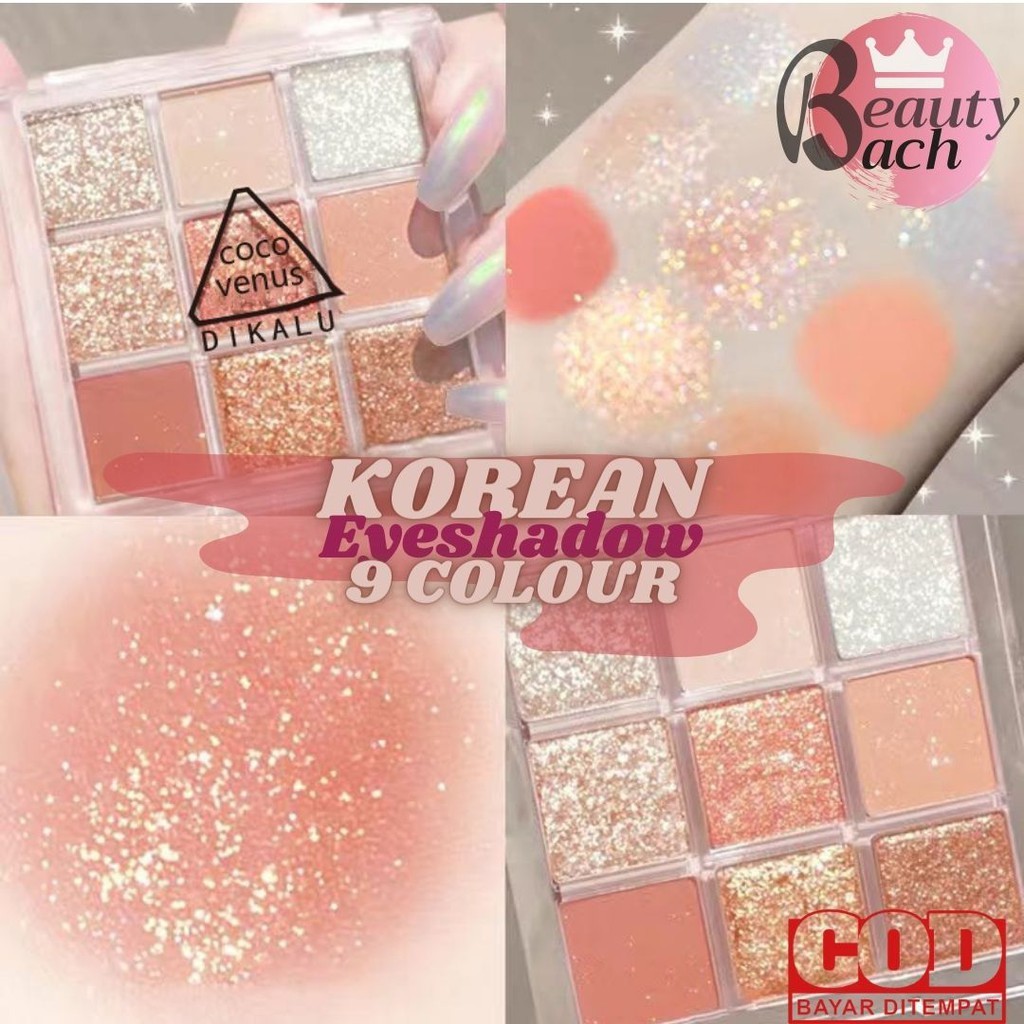 DIKALU COCO VENUS Pigmented Korean Eyeshadow Palette 9 Warna Pigmented Eyeshadow Murah Glitter Eyeshadow Nude