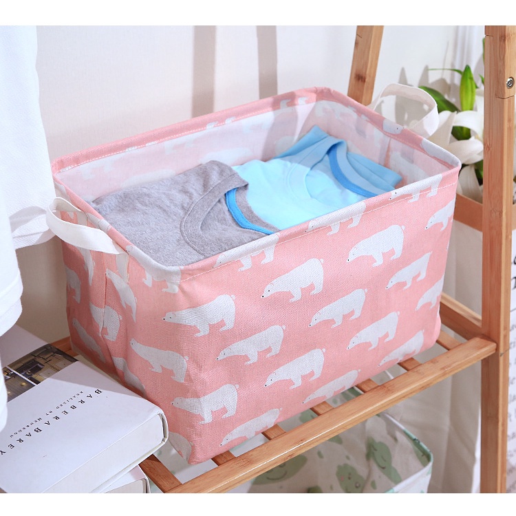 HOVELSHOP Keranjang Penyimpanan Baju Laundry Desktop Canvas Storage Box Bisa Dilipat Multifungsi