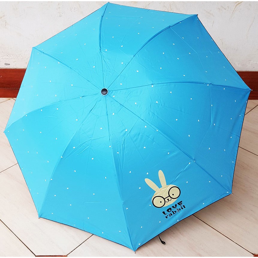 Payung Lipat 4 Fancy Karakter LOVE RABBIT ANTI UV merk OSAKA BW-112