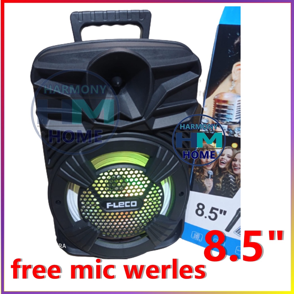 Speaker Bluetooth Karaoke Fleco F 8791M/F8792 + Bonus Mic Wireless FREE REMOT