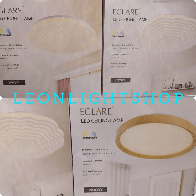 EGLARE LAMPU LED LANGIT-LANGIT PLAFOND 36W/CEILING LAMP LED/LAMPU TIDUR/LAMPU INDOOR/LAMPU HIAS ACE