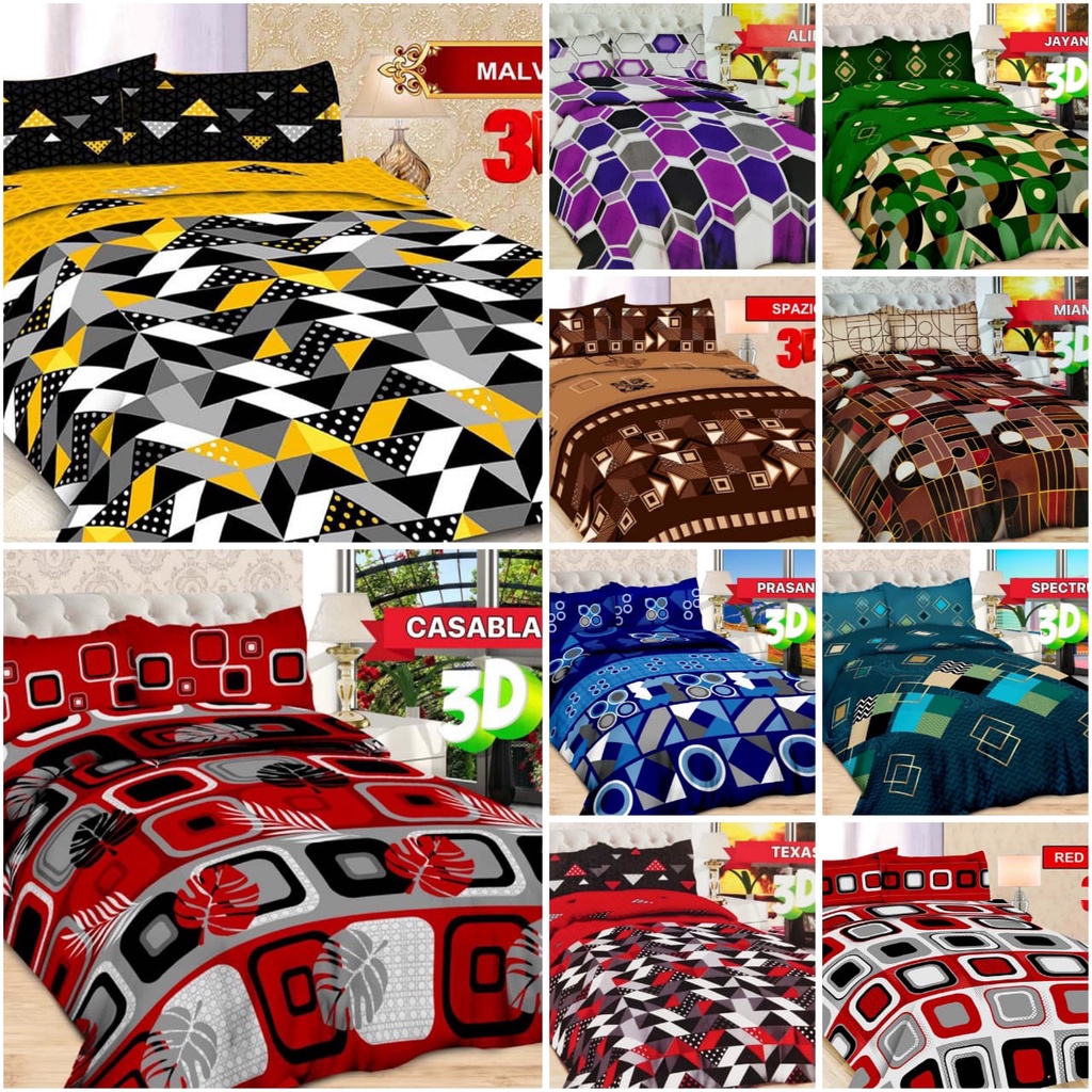 SPREI / SEPRAI BONITA 3D  B4 ( BANTAL 4 ) - ALL VARIAN MINIMALIST - UK KING 180X200X20