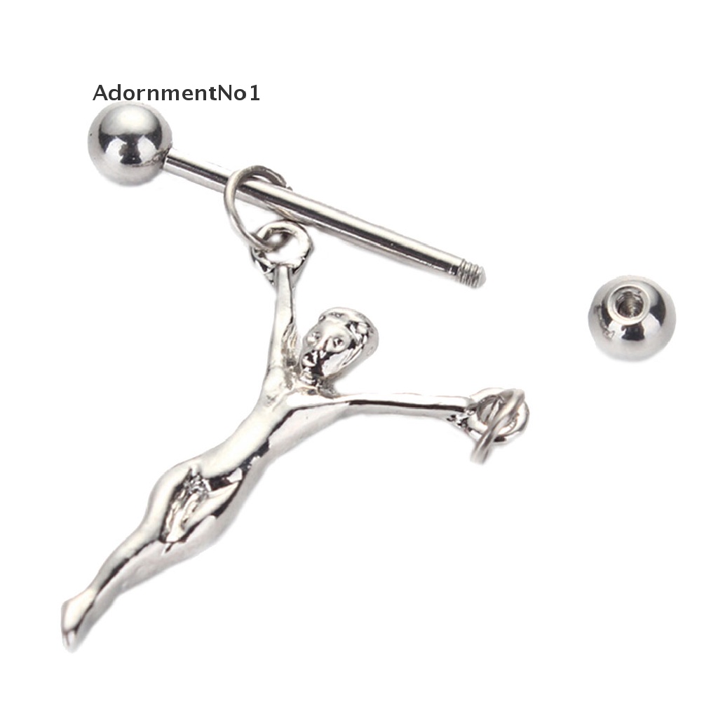 (AdornmentNo1) Anting Tindik Puting Bentuk Barbel Bahan Surgical Steel Untuk Pria