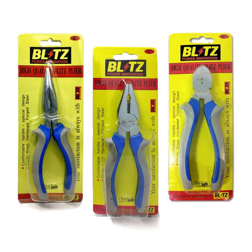 BLITZ 3 Set Tang 6 Inch Tang Potong Tang Kombinasi Tang Lancip