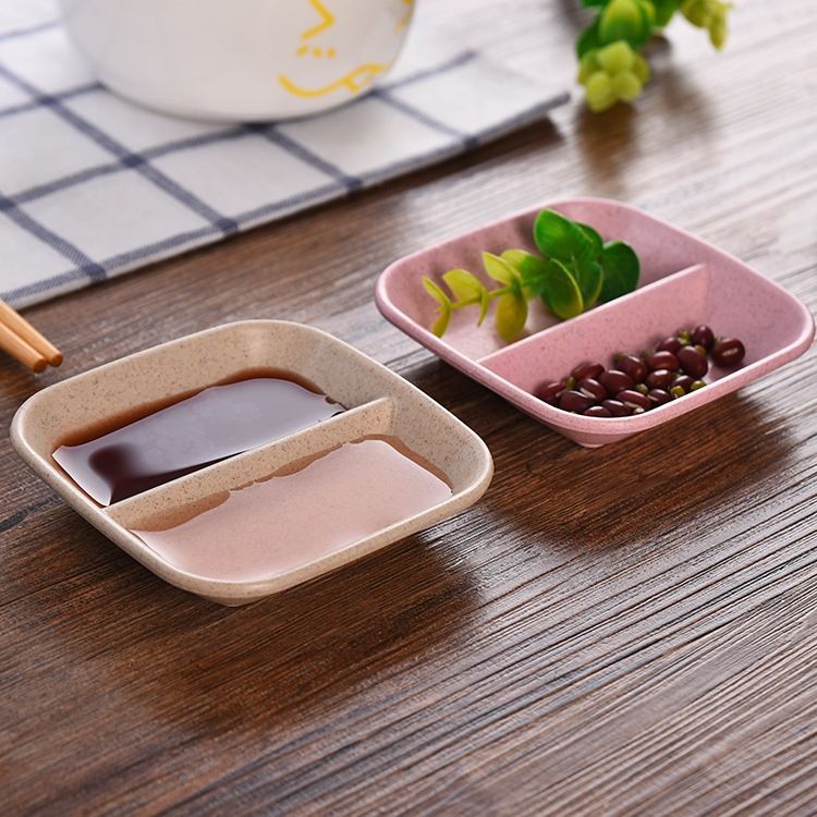 Mangkok Saji Sambel 2 Sekat Wadah Tempat Saos Bumbu Saus Kecap Sauce plate dish