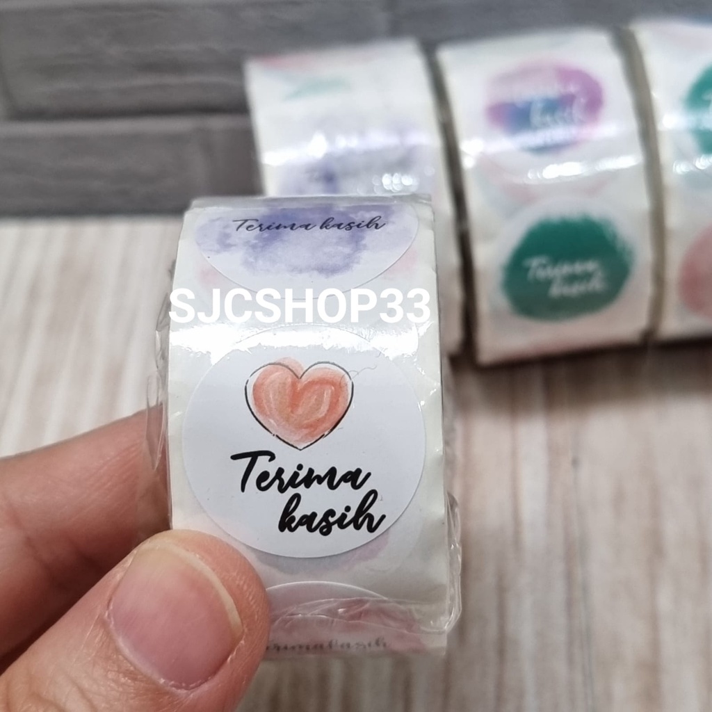 

1 roll isi 500 pcs sticker label thank you / terima kasih / trims / thank you for your order
