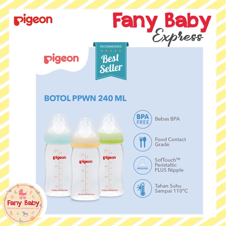 PIGEON BOTOL SUSU PP WIDE NECK 240ML - BUY 2 GET 1 / PA010309 (RANDOM)