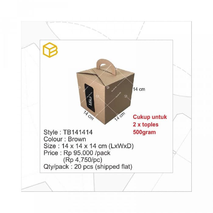 

Spesial - Tb141414 20Pc Box. Packing. Kemasan. Dus. Toples Box. Cake Box. Gift B