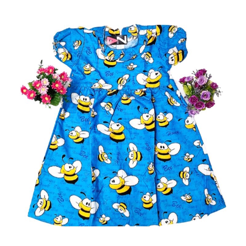 Daster Anak Perempuan Dress anak model Sabrina Karakter Bee Navy