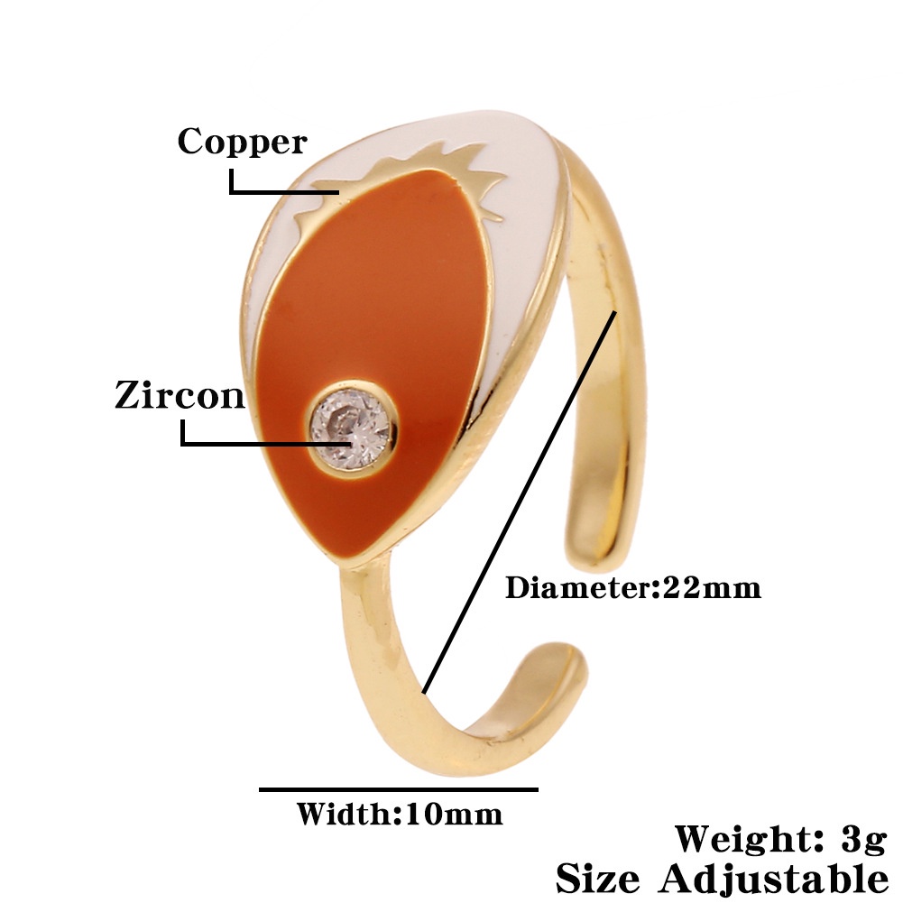 Perhiasan tangan tembaga berlapis emas Iblis Mata cincin tetes minyak cincin sederhana kecil cincin