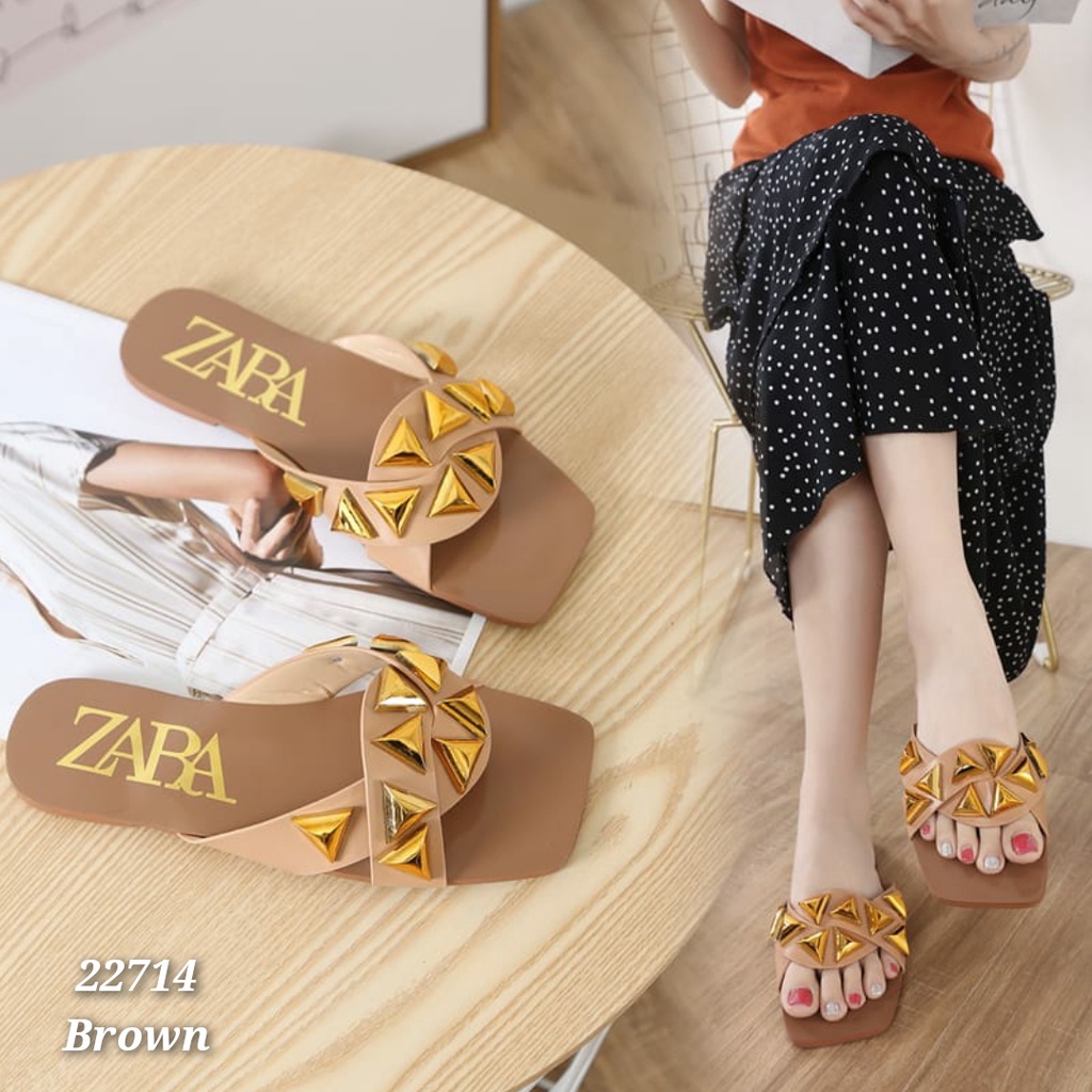 NEW ARRIVAL BEST SELLER SANDAL WANITA FLAT IMPORT TERMURAH  22714