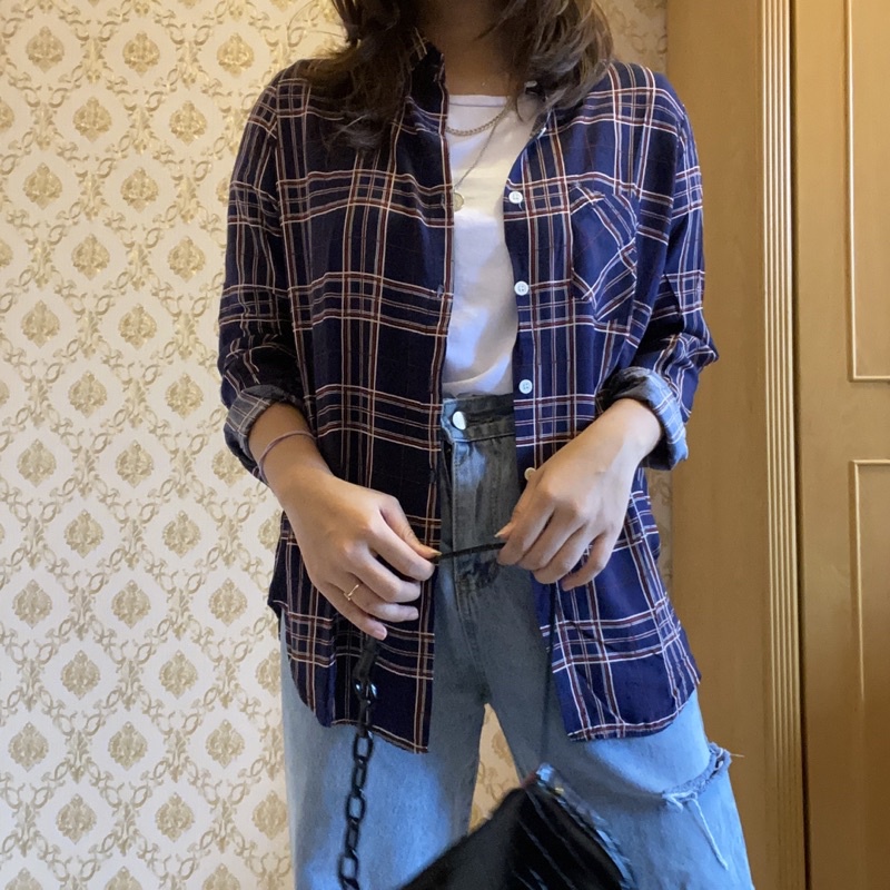 dark blue shirt & flannel union