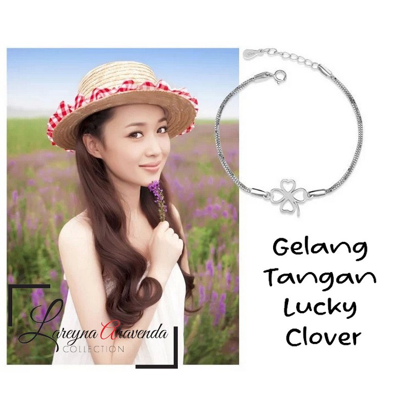 Gelang Tangan Titanium Wanita Model Lucky Clover GL004