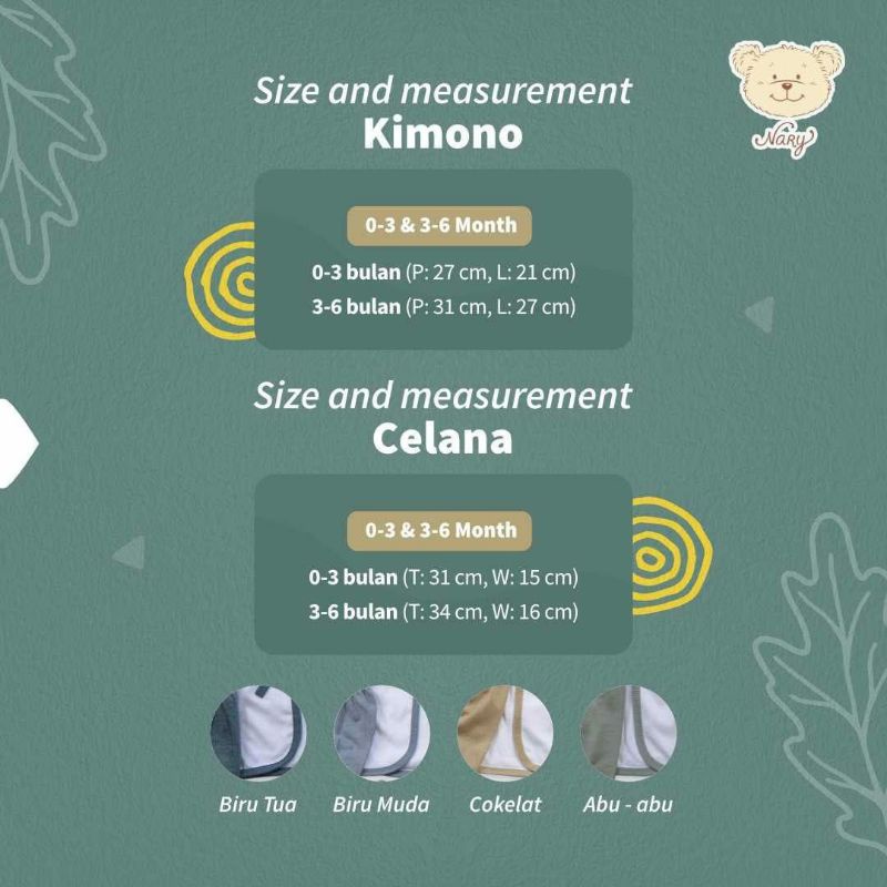 NARY SETELAN BAJU BAYI KIMONO PANJANG (1 Setel).