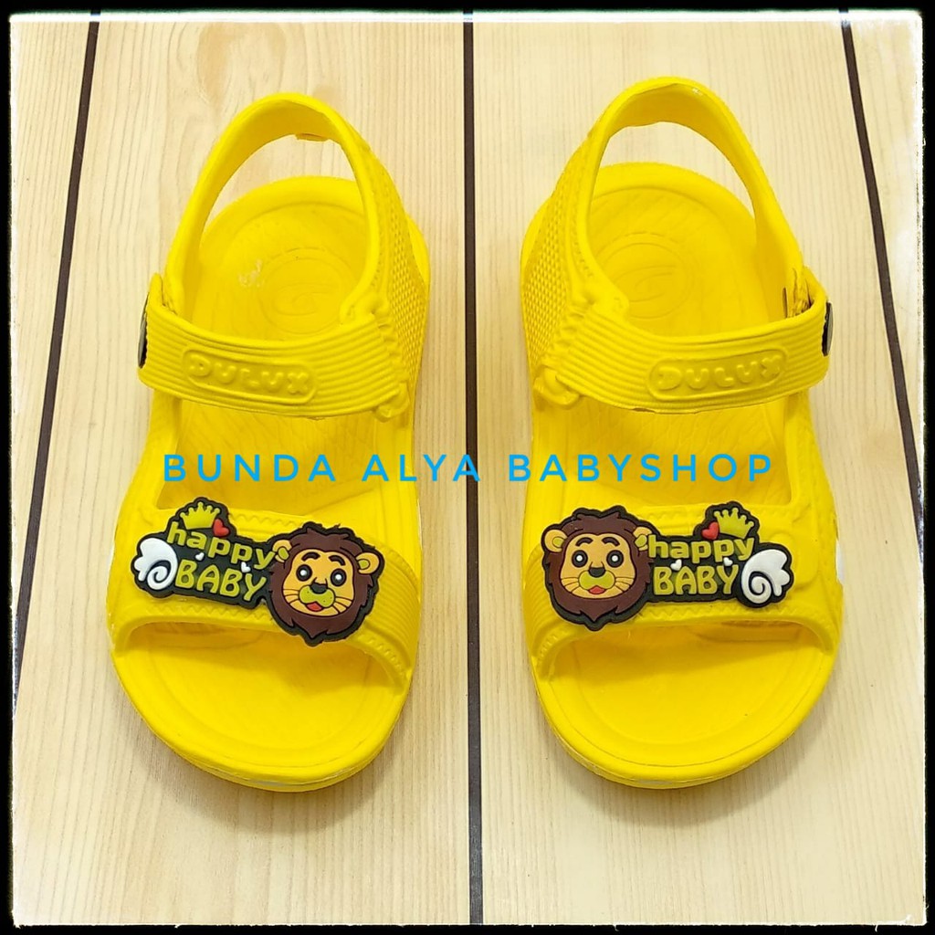 Sendal Anak Laki Laki Karet Usia 3 4 5 Tahun KUNING Elastis - Sepatu Sendal Anak Cowok Karet Animal Lion Anti Licin Size 24 - 29