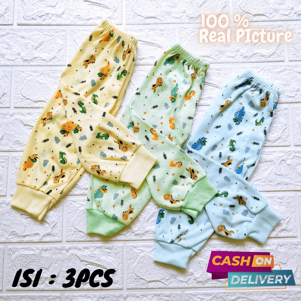 3 PCS Celana Bayi Panjang Celana Panjang Bayi Usia Newborn Size S M L XL Bawahan Bayi