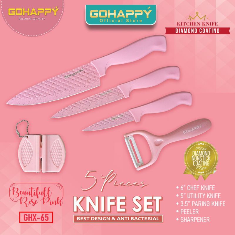 Pisau Set Knife Set Diamond Rose Pink GHX65