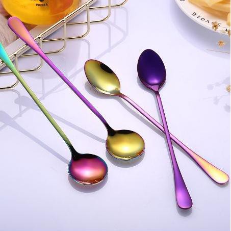 Termurah!! Sendok Teh dengan Gagang Panjang Bahan Stainless Steel Warna Silver