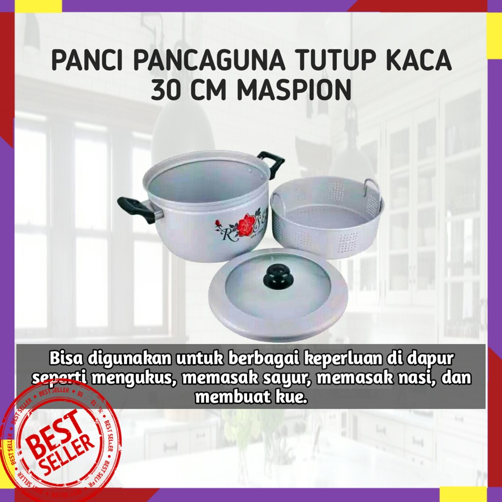 STEAMER / KUKUSAN / PANCI / MASPION / PANCI KUKUSAN / PANCI MASPION / PANCAGUNA TUTUP KACA 30 CM