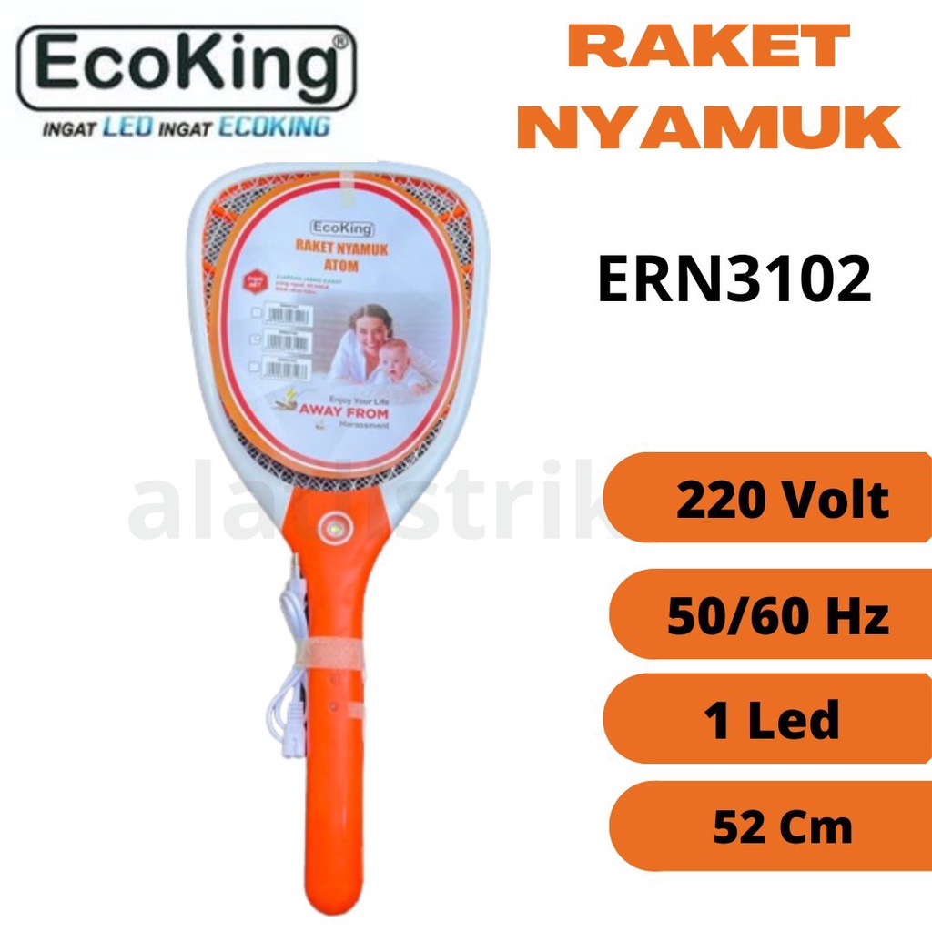 RAKET NYAMUK ECOKING ERN3102 / RAKET NYAMUK CAS / RAKET NYAMUK ATOM