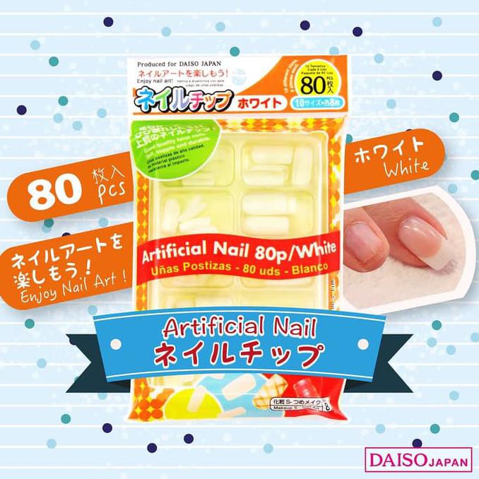 

[BAYAR DI TEMPAT] DAISO artificial nail kuku palsu 80 bh putih fake nail art {DISKON Kode 304