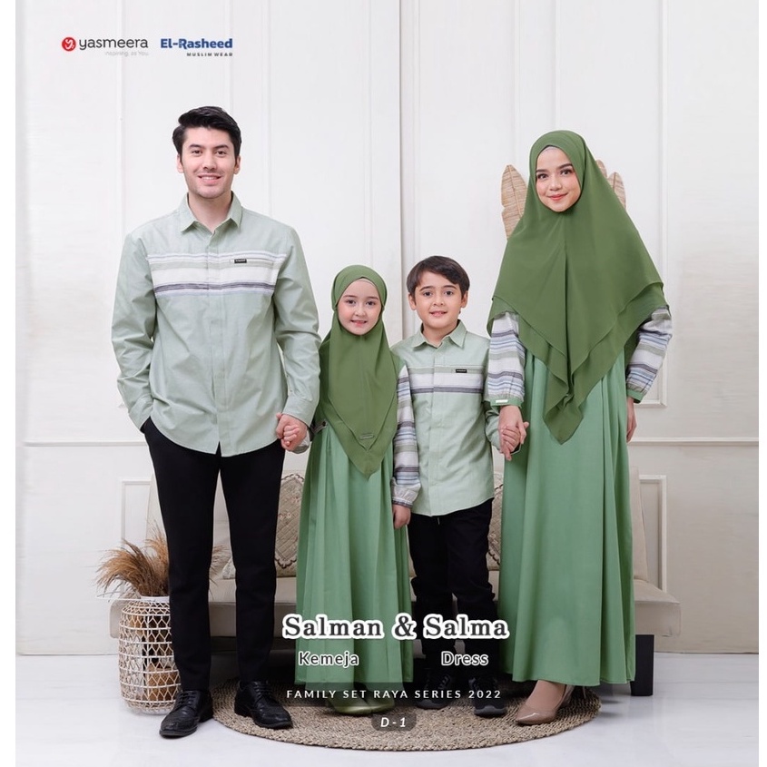 SARIMBIT YASMEERA 2022 D01 ORIGINAL SALMA DRESS GAMIS DEWASA GAMIS ANAK TURF GREEN SALMAN KOKO DEWAS