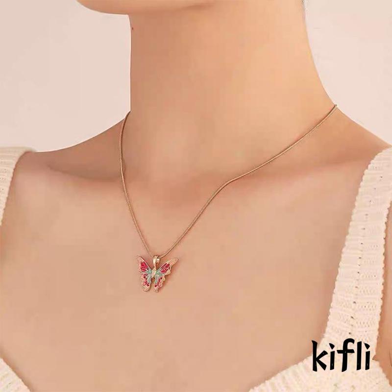 Kalung Rantai Adjustable Dengan Liontin Kupu-Kupu Untuk Wanita