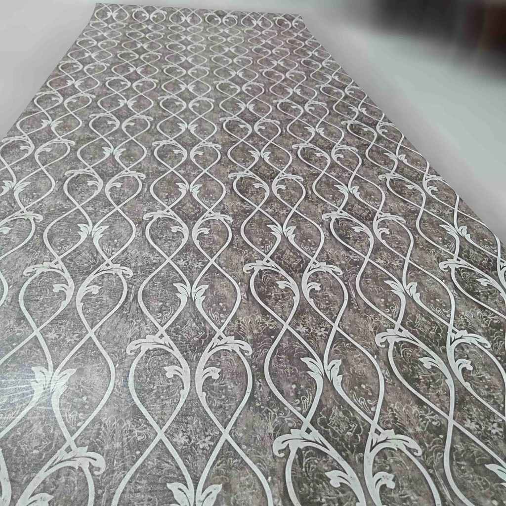 Motif Ulir Tralis Coklat Elegan / Wallpaper Stiker Dinding 10 Meter x 45 Cm / Bahan PVC Anti Air